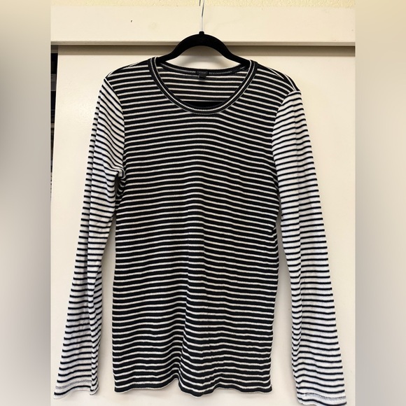 NWOT : J. Crew : Black/White Mixed Striped Long Sleeve Shirt - Picture 1 of 2